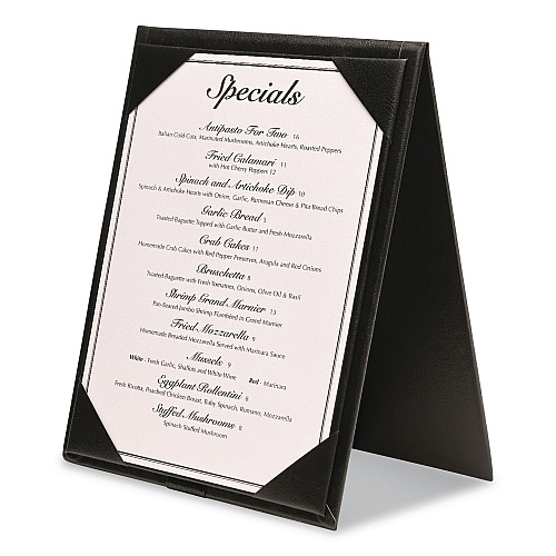 Excello Global Products Table-Top Menu Holder, For 4 x 6 Insert, 4.6 x 6.7 Holder, Black (SPLSMENU4X6A)