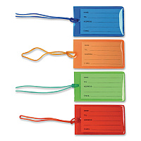 Excello Global Products Luggage Tags 4.1 x 2.3, PVC, Assorted Colors, 4/Pack (SPLSTRVL0002)