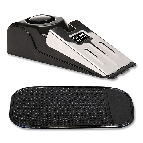Excello Global Products Hotel Doorstop Alarm, Wedge, Black/Silver (SPLSTRVL0004)
