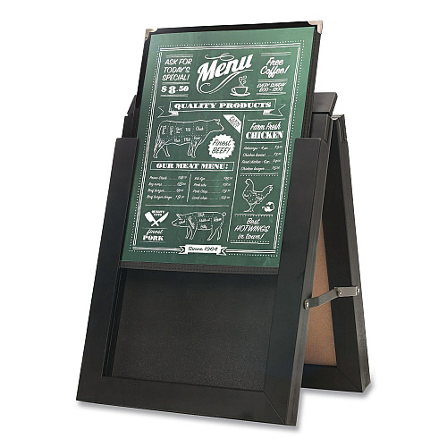 Excello Global Products Double Sided A-Frame Chalkboard and Menu Holder, Black/Clear 8.5 x 11 Surface, Black Frame, 11 x 14 (MENUAFRAME)