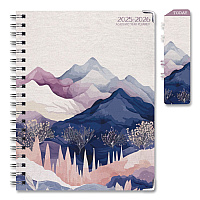 Global Printed Products Pastel Mountains Academic Year Weekly/Monthly Planner, 11 x 8.5, Multicolor Cover, 14-Month: June 2025 to July 2026 (NAD26851160)