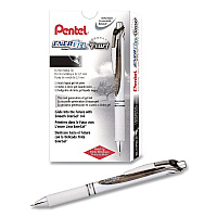 Pentel EnerGel Pearl Deluxe RTX Gel Pen, Retractable, Medium 0.7 mm, Black Ink, Pearl White/Smoke Barrel, Dozen (BL77PWADZ)