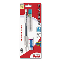 Pentel GraphGear 500 Mechanical Drafting Pencil, 0.7 mm, HB (#2), Black Lead, Black/Silver Barrel (PG527LEBPEA)