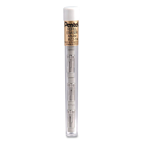 Pentel Eraser Refills for Cushi/EnerGize-X/Gizmo/Hot Shots/Sharp Kerry/Technica-X/Wow! Pencil, White, 4/Pack (Z21N)