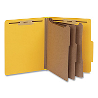 Pendaflex Heavy-Duty Pressboard Classification Folder, 2/5-Cut Tab, Expands 3", 3 Dividers, 8 Fasteners, Letter Size, Yellow, 10/Box (1006943)