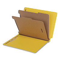 Pendaflex Heavy-Duty Pressboard End Tab Classification Folders, Expands 2", 2 Dividers, 6 Fasteners, Letter Size, Yellow, 10/Box (1006949)