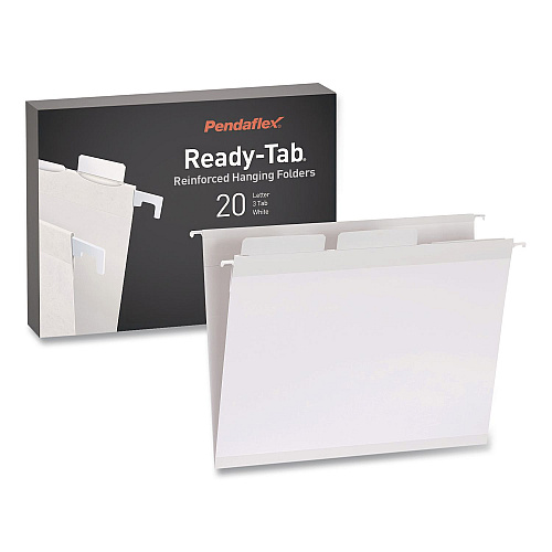 Pendaflex Ready-Tab Reinforced Hanging File Folders, Letter Size, 1/3-Cut Tabs, White, 20/Box (1006985)