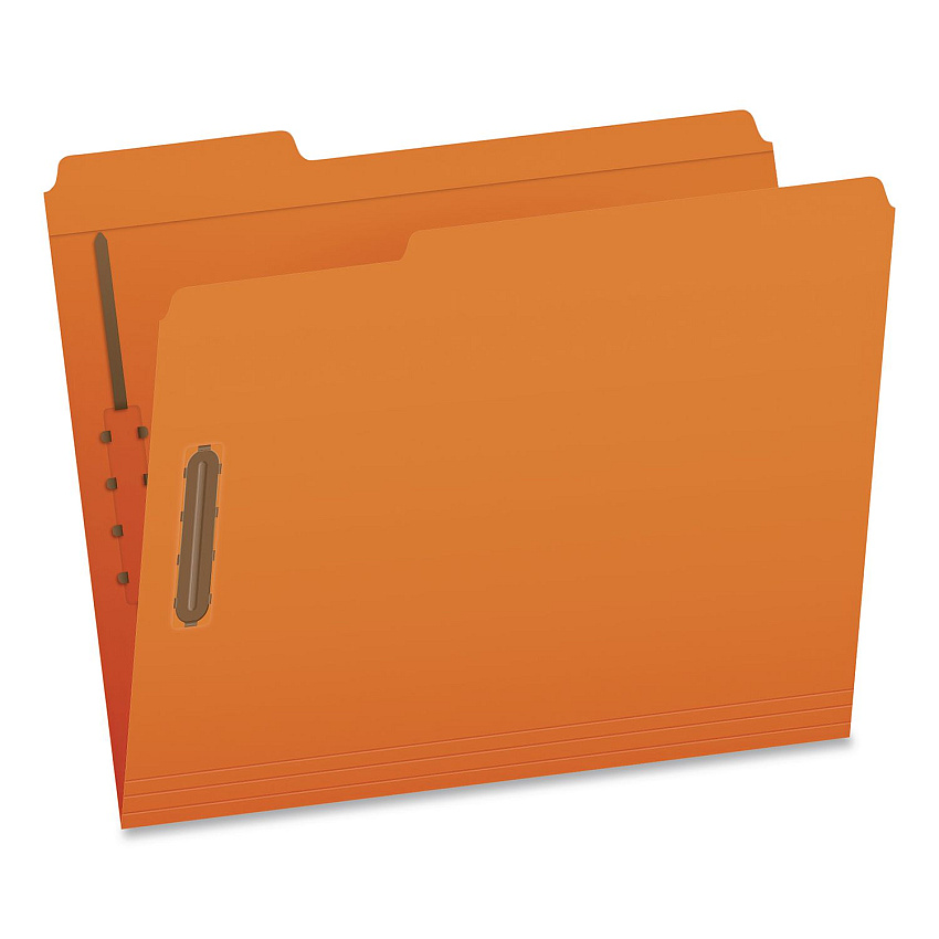 Pendaflex Colored Top Tab Fastener Folders, 1/3-Cut Tab: Assorted, Expands 0.75", 2 Fasteners, Letter Size, Orange, 50/Box (1007029)