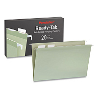 Pendaflex Ready-Tab Reinforced Hanging File Folders, Legal Size, 1/6-Cut Tabs, Sage Green, 20/Box (1009464)