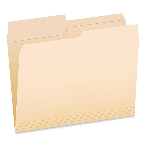 Pendaflex Reinforced Top File Folders, 1/2-Cut Tabs: Assorted Positions, Letter Size, Manila, 100/Box (R75212)