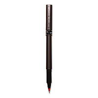 uni-ball Deluxe Rollerball Pen, Stick, Micro 0.5 mm, Red Ink, Metallic Gray/Black/Red Barrel (60026EA)