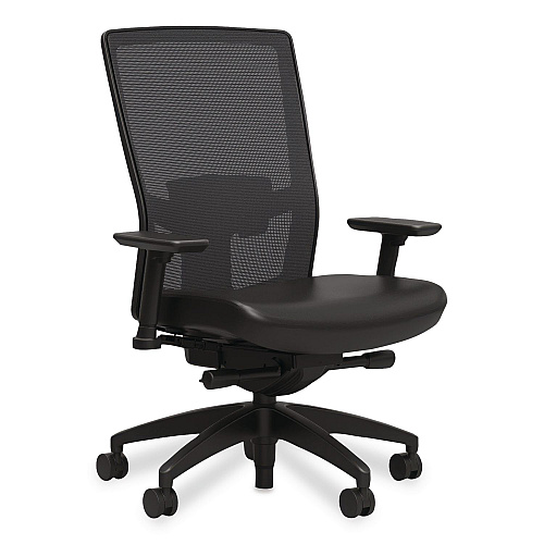 Workplace2.0 500 Series Vinyl and Mesh Task Chair, Supports Up to 300 lbs, 17.8" to 22.8" Seat Height, Black Seat, Black Back, Black Base (51974)