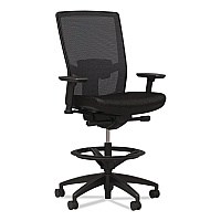 Workplace2.0 500 Series Mesh and Fabric Stool, Supports to 300 lb, 24.6 x 34.4 Seat Height, Black Seat, Black Back, Black Base (51975)