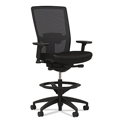 Workplace2.0 500 Series Mesh and Fabric Stool, Supports to 300 lb, 24.6 x 34.4 Seat Height, Black Seat, Black Back, Black Base (51975)