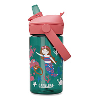 CamelBak Thrive FlipStraw Plastic Water Bottle, 14 oz, Mermaid Friends Design, Green/Coral (2860305041)