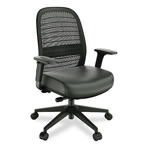 Workplace2.0 Health Bedford Polyurethane Nylon Task Chair, Supports Up to 275 lbs, 18" to 21.6" Seat Height, Black Seat/Back/Base (WP62574)