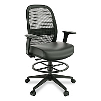 Workplace2.0 Health Bedford Drafting Stool, Supports Up to 275 lb, 26.5x 33.6 Seat Height, Black Seat, Black Back, Black Base (WP62575)