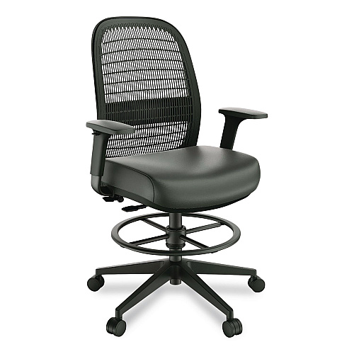 Workplace2.0 Health Bedford Drafting Stool, Supports Up to 275 lb, 26.5x 33.6 Seat Height, Black Seat, Black Back, Black Base (WP62575)
