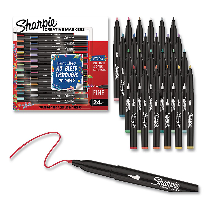 Sharpie Creative Markers, Fine Tip Bullet Tip, Assorted, 24/Pack (2209904)