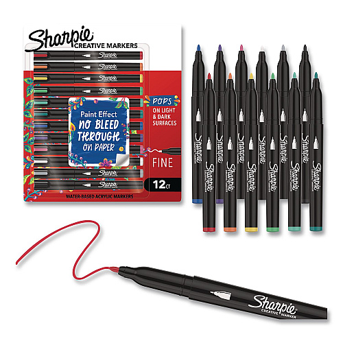 Sharpie Creative Markers, Fine Bullet Tip, Assorted, 12/Pack (2212829)