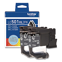 Brother LC501XL2PKS High-Yield Ink, 500 Page-Yield, Black, 2/Pack