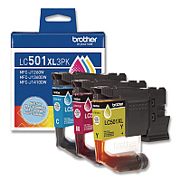 Brother LC501XL3PKS High-Yield Ink, 500 Page-Yield, Cyan/Magenta/Yellow, 3/Pack