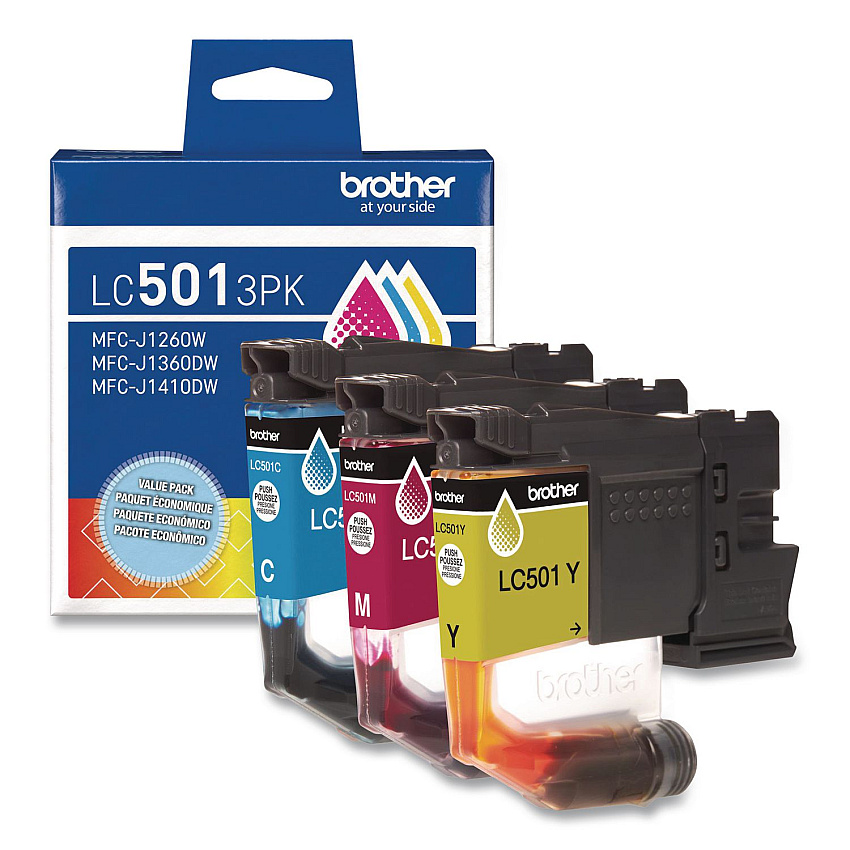 Brother LC5013PKS Ink, 200 Page-Yield, Cyan/Magenta/Yellow, 3/Pack