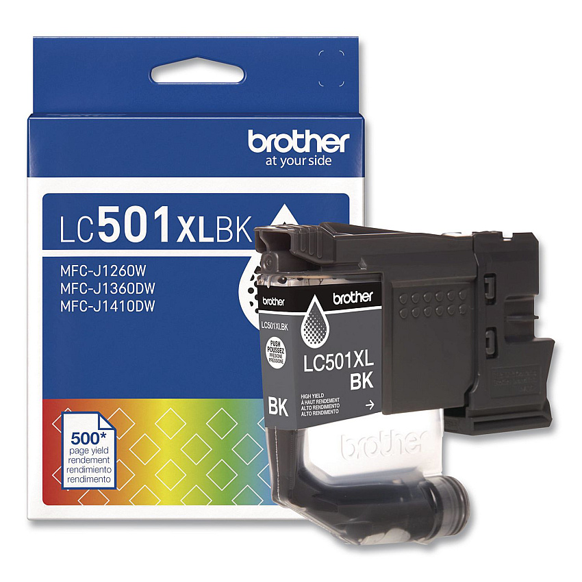 Brother LC501XLBKS High-Yield Ink, 500 Page-Yield, Black