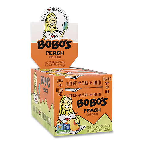 Bobo's Oatmeal Bars, Peach, 3 oz Individually Wrapped, 12/Box (00058)