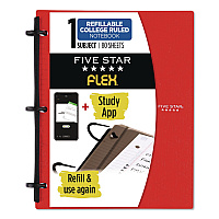 Five Star FLEX Notebinder, 1/2" TechLock Rings, 1-Subject, Medium/College Rule, Randomly Assorted Cover Colors, (80) 11 x 8.5 Sheets (08120)