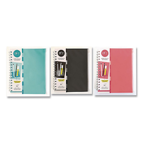 Carolina Paper Zip-It Ideal Notebook, 1-Subject, Medium/College Rule, Randomly Assorted Cover Colors, (120) 8.5 x 6.8 Sheets (55025)