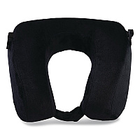Brookstone Memory Foam Fleece Travel Pillow, One Size Fits Most, 9.84 x 4.1 x 9, Black (BNPM0002)
