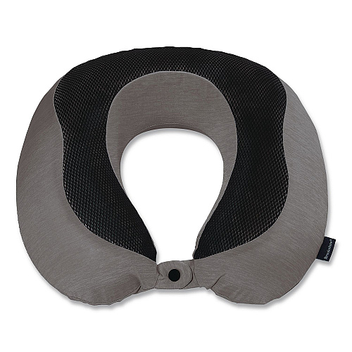 Brookstone U-Shaped Memory Foam Travel Pillow, One Size Fits Most, 12.6 x 3.74 x 12.2, Gray/Black (BNPM0007)