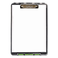 Dexas ClearView Clipcase Storage Clipboard, 0.35" Clip Capacity, Holds 8.87 x 12.25 Sheets, Gray/Green (5717802)