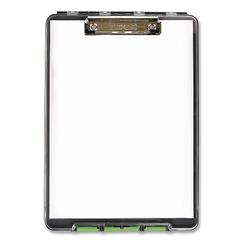 Dexas ClearView Clipcase Storage Clipboard, 0.35" Clip Capacity, Holds 8.87 x 12.25 Sheets, Gray/Green (5717802)