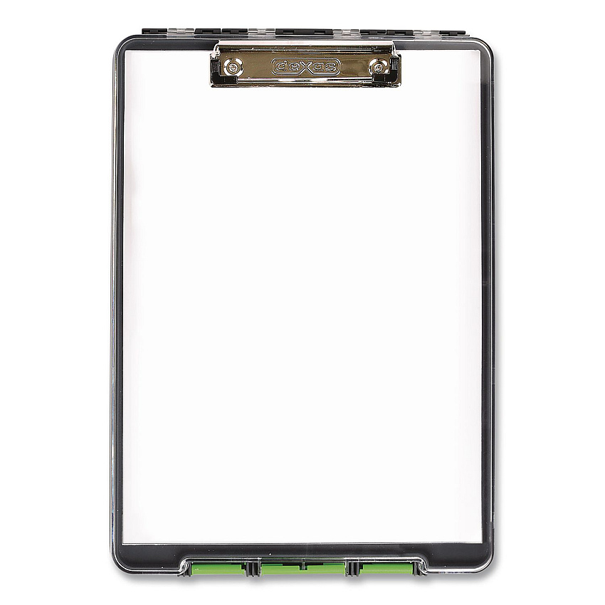 Dexas ClearView Clipcase Storage Clipboard, 0.35" Clip Capacity, Holds 8.87 x 12.25 Sheets, Gray/Green (5717802)