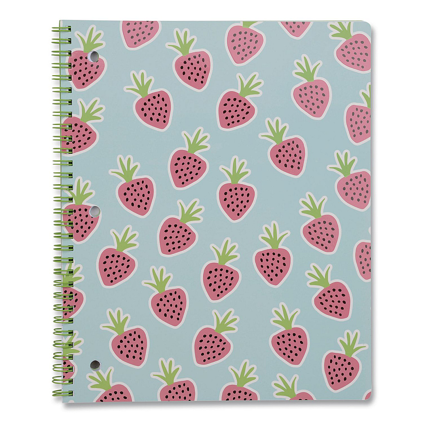 DesignWorks Ink Twin-Wire Notebook, Randomly Assorted Banana and Strawberry Cover Designs, 1-Subject, Wide/Legal Rule, (80) 10.5 x 8.5 Sheets (TTWSA114ST)