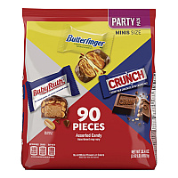 FERRERO ROCHER Baby Ruth, Butterfinger, Crunch Minis Party Pack, 90 Pieces, 32.4 oz Bag (689517)