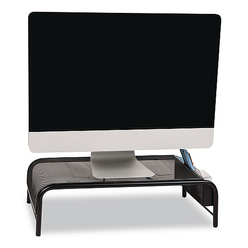 Mind Reader Metal Mesh Monitor Stand, For Up to 24" Monitors, 19" x 10.5" x 5.5", Black, Supports 22 lb (MESHMBLK)