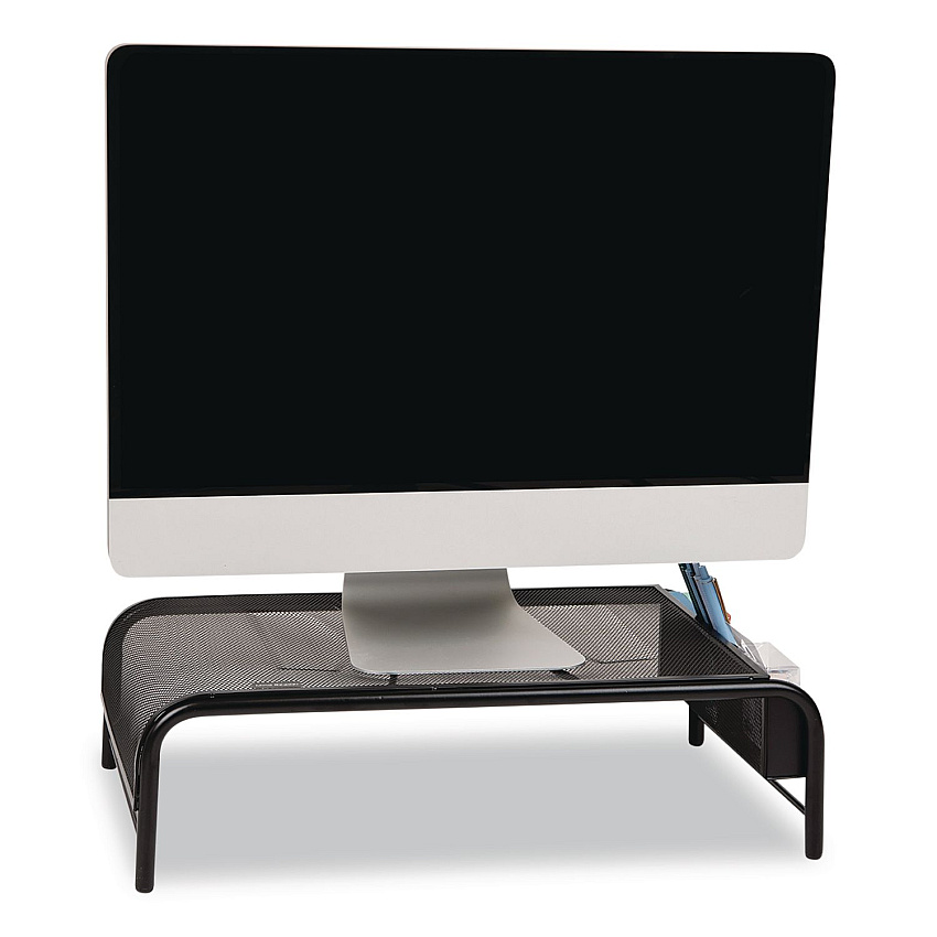 Mind Reader Metal Mesh Monitor Stand, For Up to 24" Monitors, 19" x 10.5" x 5.5", Black, Supports 22 lb (MESHMBLK)