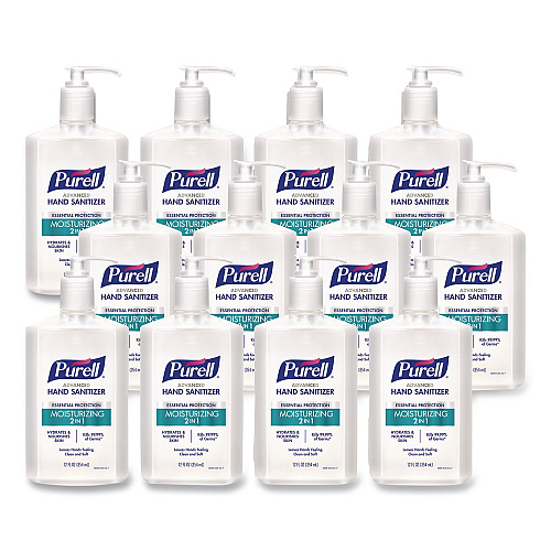 PURELL 2 in 1 Moisturizing Advanced Hand Sanitizer Gel, 12 oz Pump Bottle, Clean Scent, 12/Carton (369812CT)