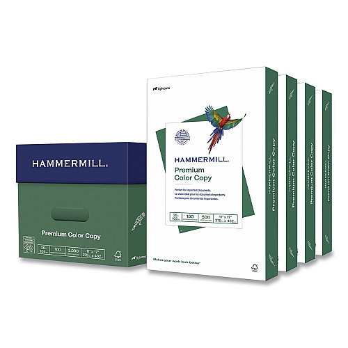 Hammermill Premium Color Copy Print Paper, 100 Bright, 28 lb Bond Weight, 11 x 17, Photo White, 500 Sheets/Ream, 4 Reams/Carton (102541CT)