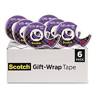 Scotch Gift Wrap Tape with Dispenser, 1" Core, 0.75" x 50 ft, Clear, 6/Pack (615SIOC)
