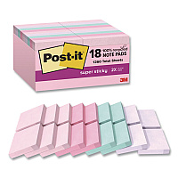 Post-it Recycled Notes in Wanderlust Pastels Collection Colors, 1.88" x 1.88", Assorted Colors, 70 Sheets/Pad, 18 Pads/Pack (62218SSNRPCP)