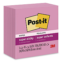 Post-it Pads in Energy Boost Colors, 3" x 3", Tropical Pink, 90 Sheets/Pad, 5 Pads/Pack (6545SSNP)