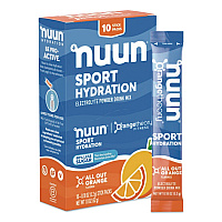 nuun Sport Hydration Electrolyte Powder Drink Mix, All Out Orange, 0.18 oz Stick, 10/Box (02403)