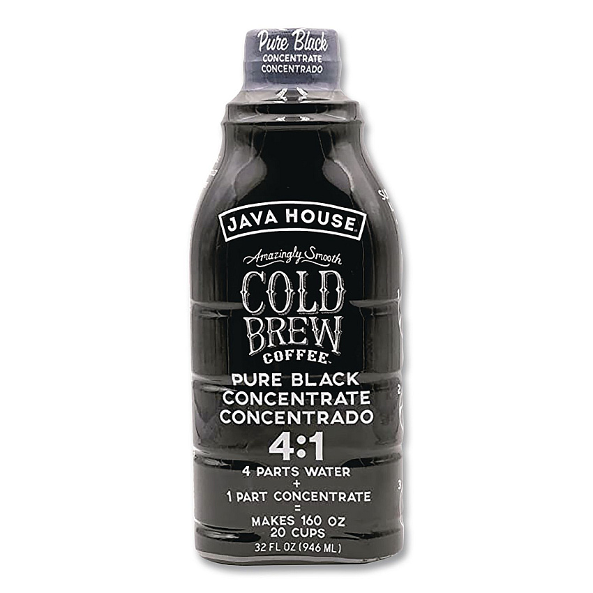 Java House Cold Brew Coffee Concentrate, Pure Black, 32 oz Bottle (HFP01607)