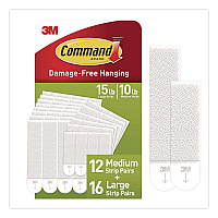Command Damage-Free Hanging Picture Hanging Strip Pairs, (16) Large (0.75" x 3.65"), (12) Medium (0.63" x 2.75"), White, 28/Pack (MMM1720928ES)