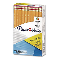 Paper Mate EverStrong #2 Woodcase Pencils, HB (#2), Black Lead, Yellow Barrel, 72/Pack (2105642)