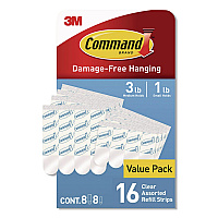 Command Damage-Free Hanging Clear Refill Strips, Value Pack Assortment: (8) Medium(0.73